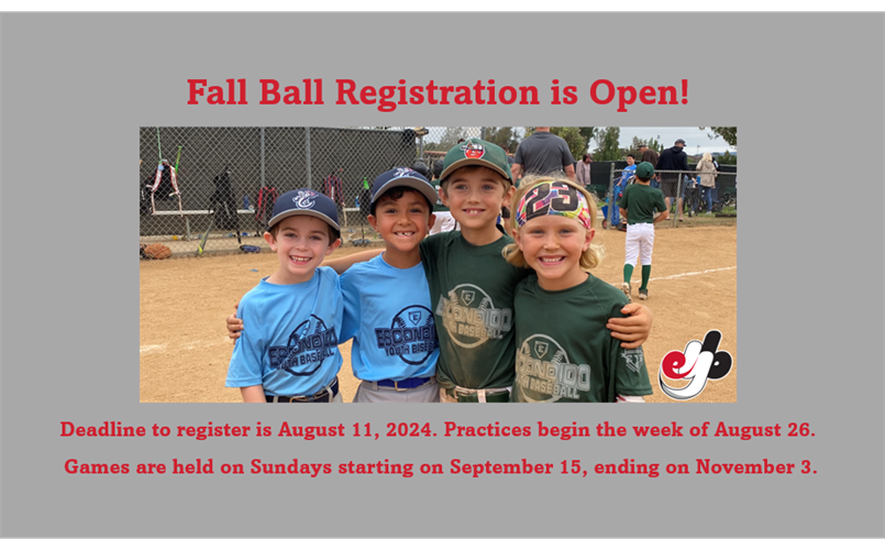 Registration for Fall Ball is Open until August 11